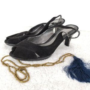 LIZ CLAIBORNE FLEX《294》leather pump‎ black slingback suede women's sz 10